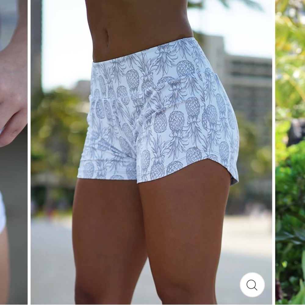 Love Fitness White Pineapple Shorts size L